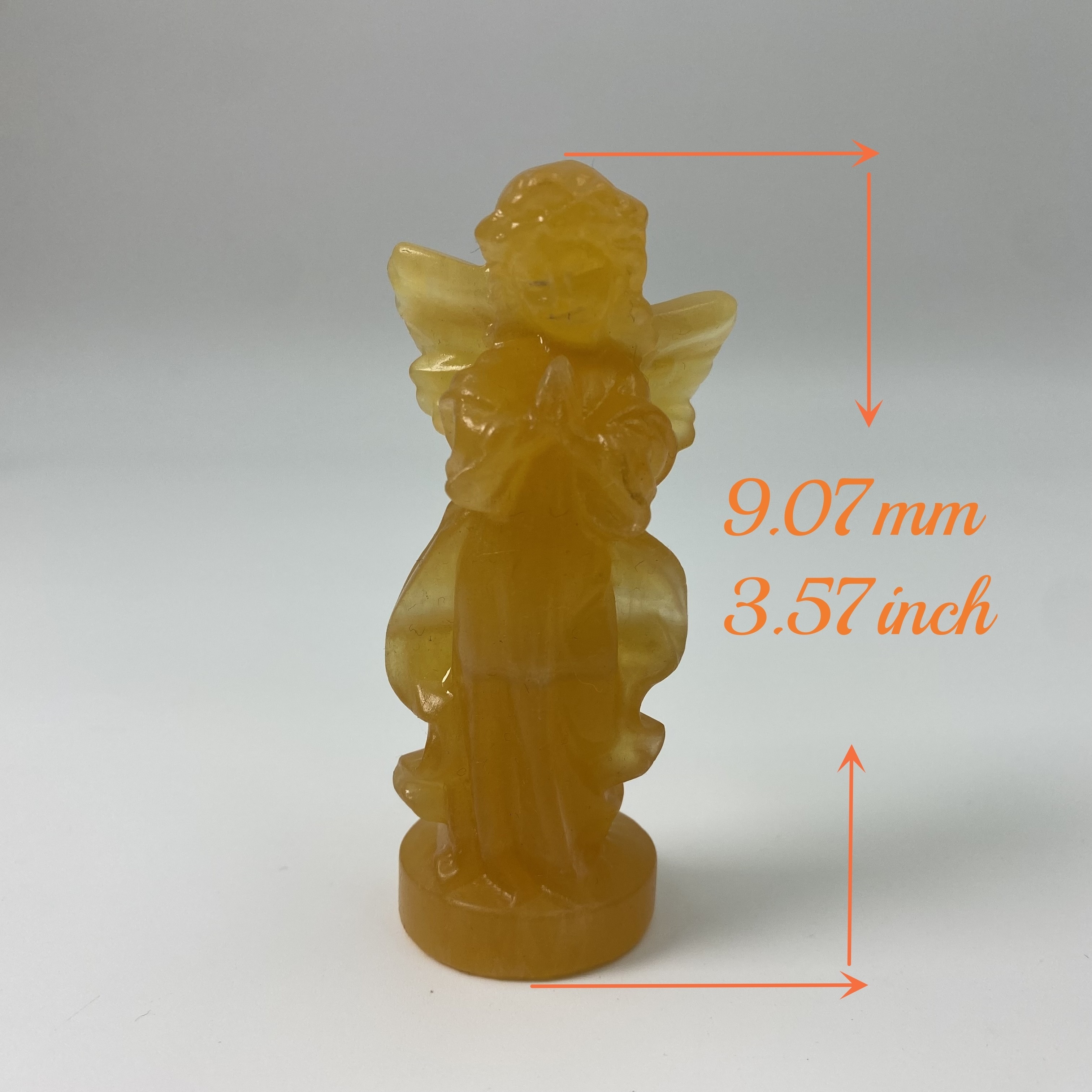 Yellow Calcite Angel Carving Natural Crystal Stone Home Ornament Healing